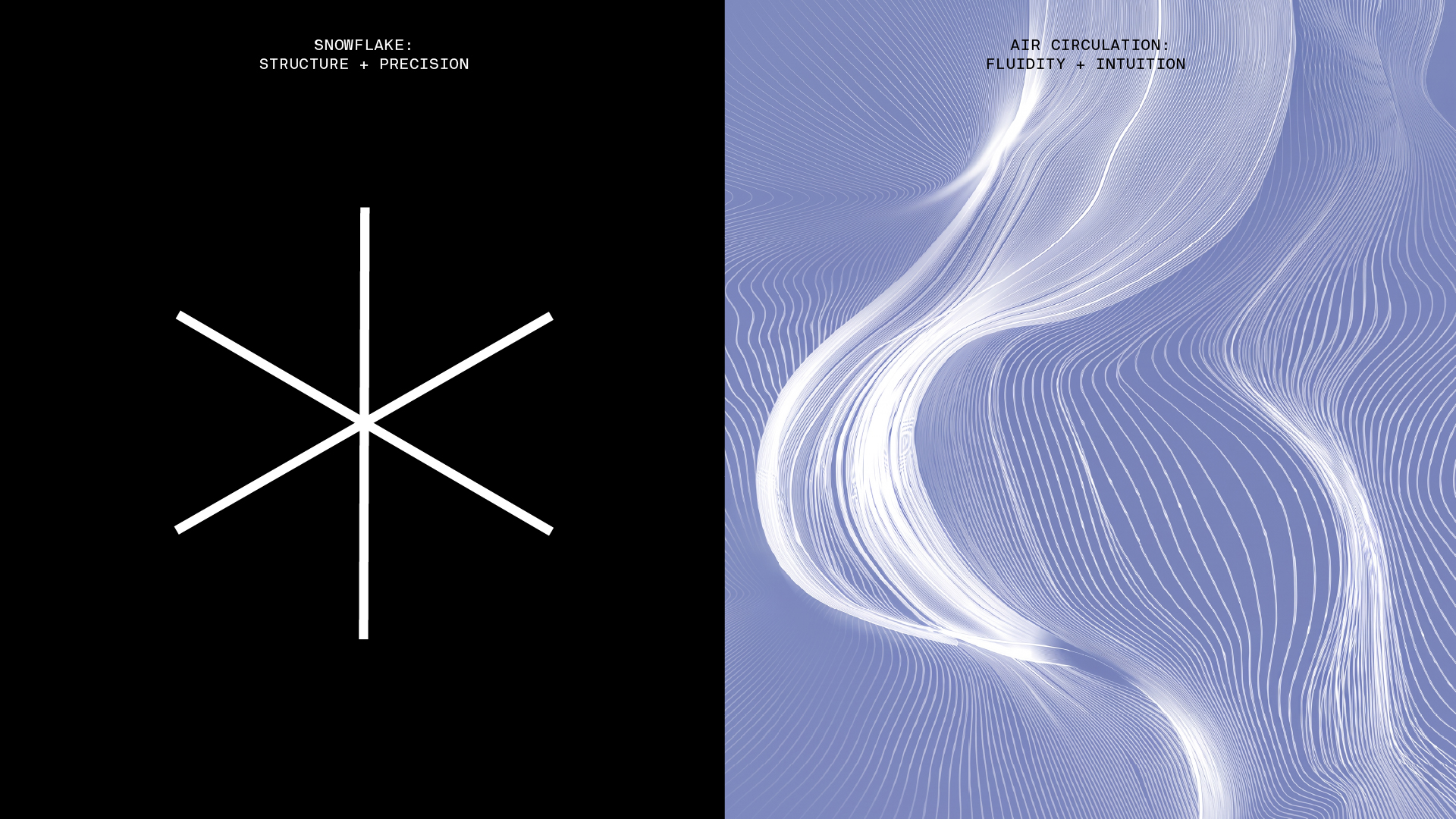 Snowflake and air circulation: structure and precision, fluidity and intuition