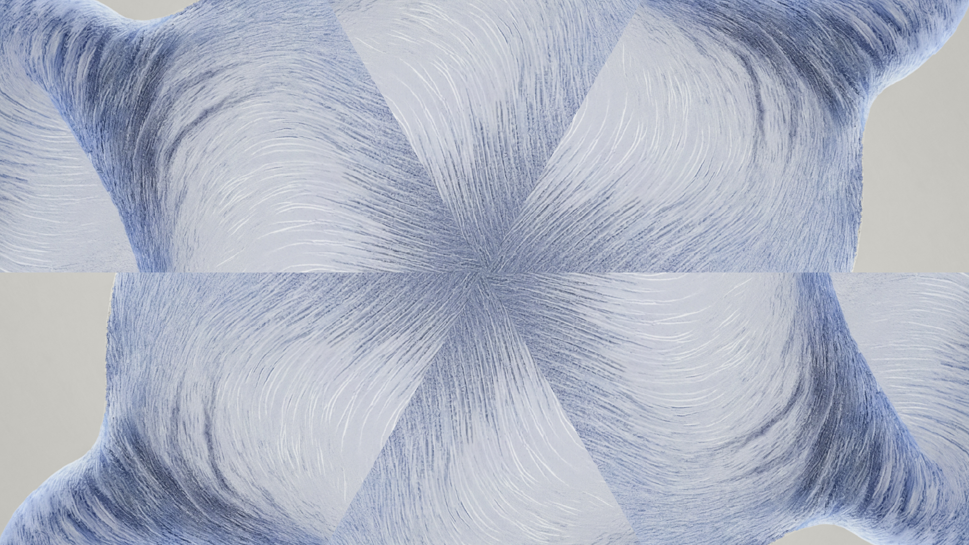 Glacialis key visual: a six-fold pattern of brushed blue airflow
