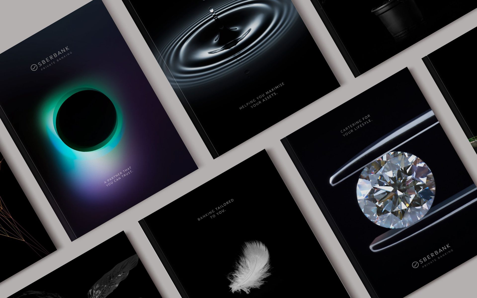 Private banking brochures in black