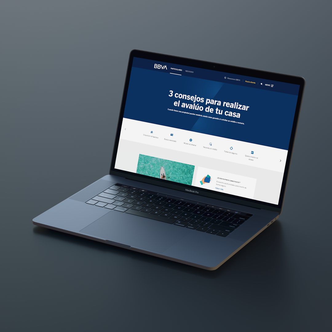 BBVA website on a laptop