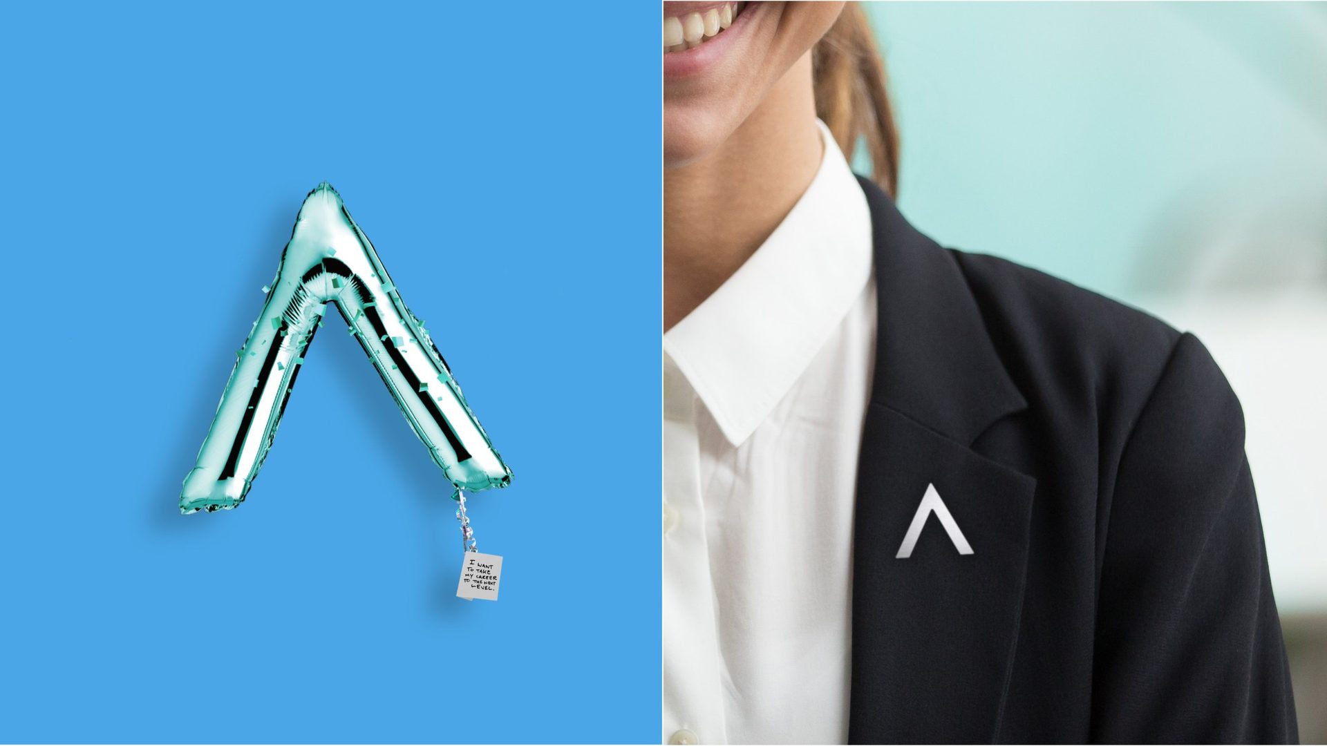 The ascender as a foil balloon and as a lapel pin