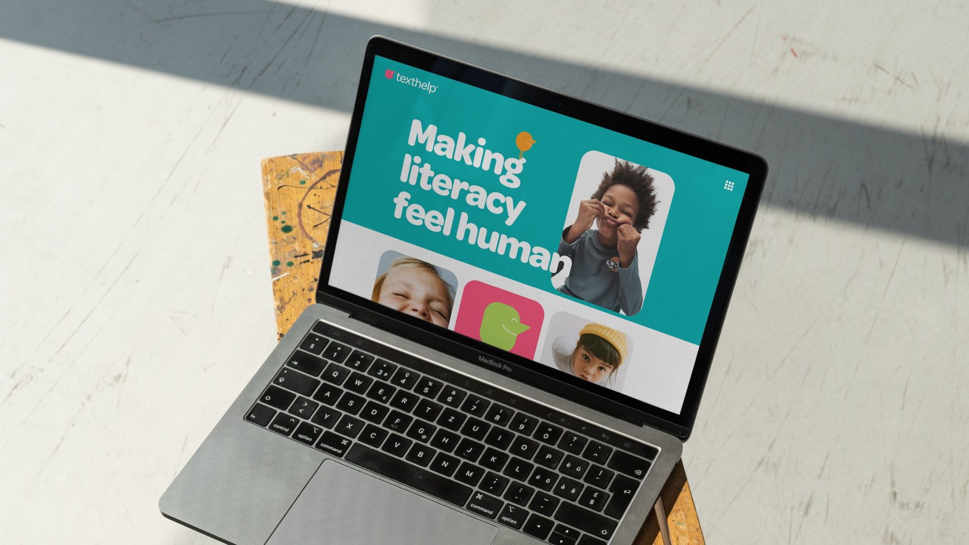 Texthelp website on a laptop: Making literacy feel human