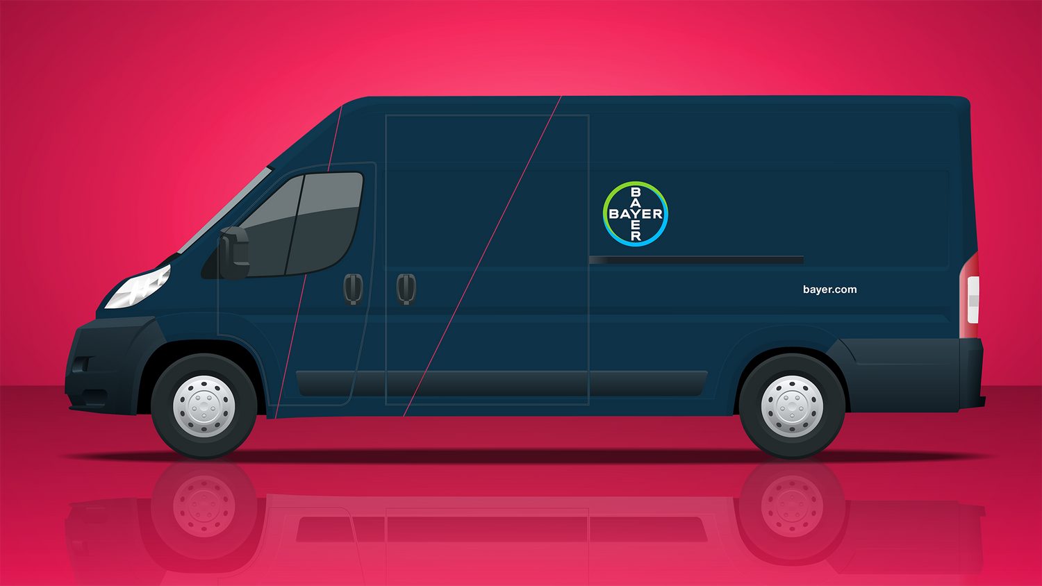 Bayer van in dark blue livery