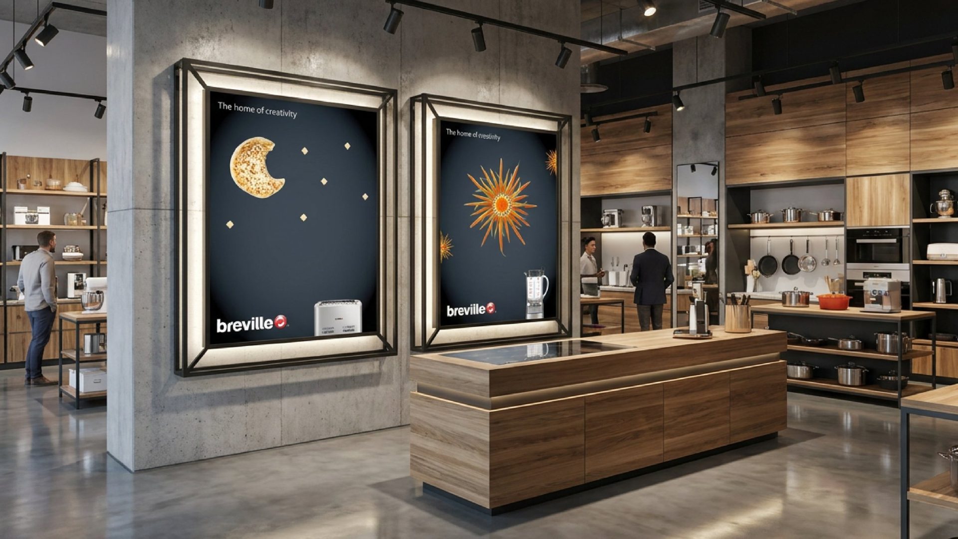 Store experience: The home of creativity lightboxes in a kitchen shop